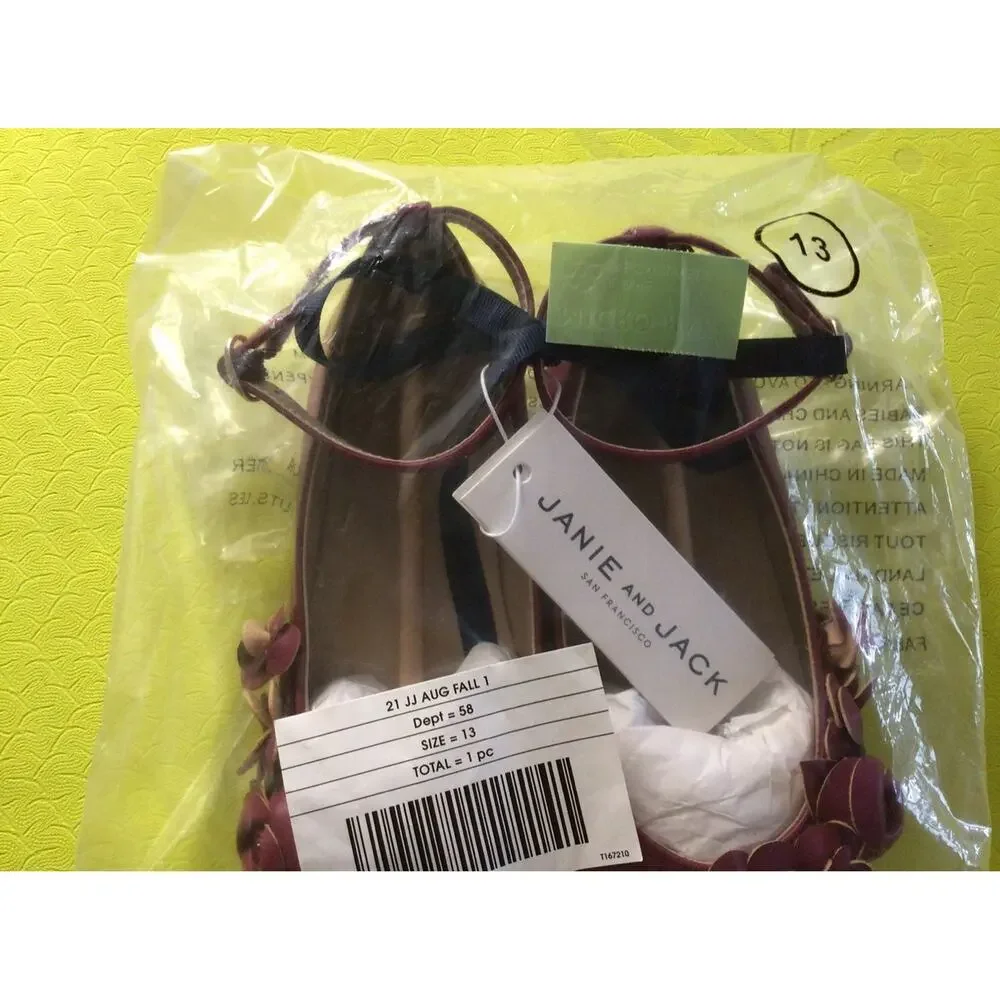NWT❤️Janie and jack Girls Flower Flat shoes sz13